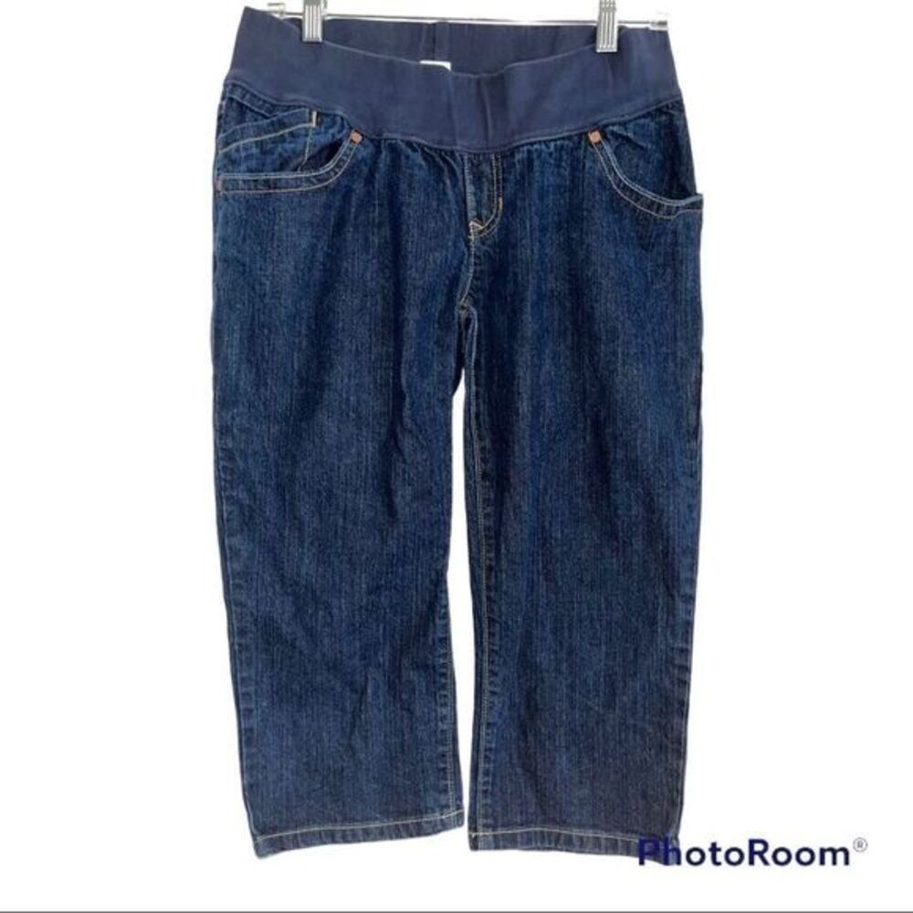 Womens Old Navy Maternity Stretch Low Rise Waist Blue Jeans SZ Medium Capri